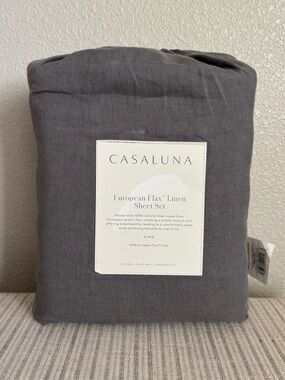 NWT King 100% Linen Sheet Set Dark Gray - Casaluna